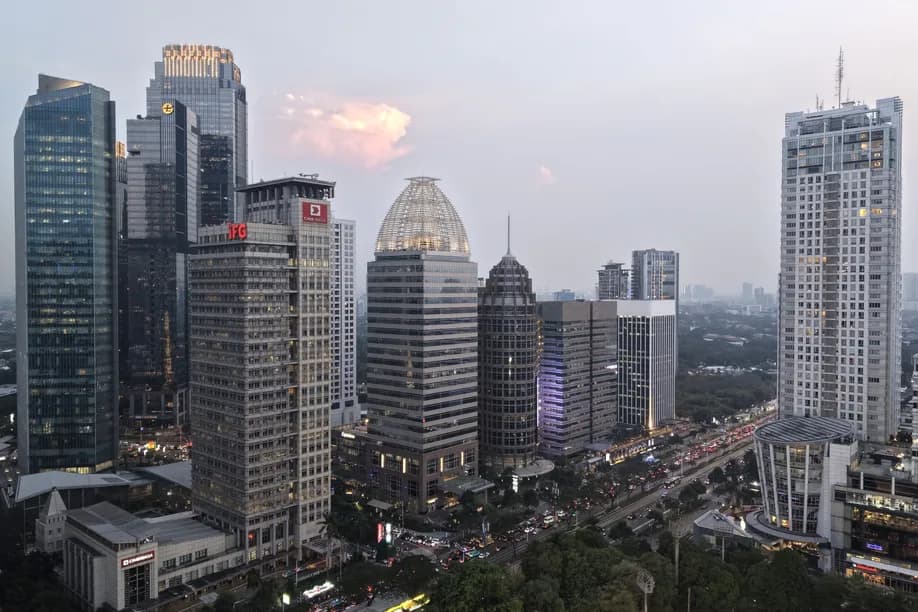 Jakarta's central business district skyline at dusk